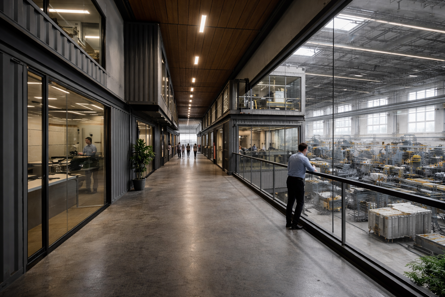 Integrated GloGreen campus operations area overlooking factory-controlled production